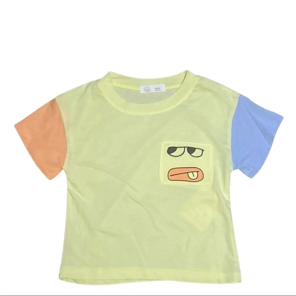 NEW- Yellow Duck Face Pocket Tee - Picture 1 of 1